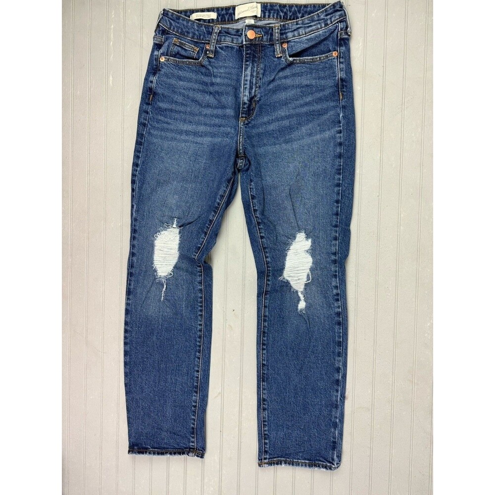 Universal Thread Size 8 29 Women Jeans High Rise Slim Straight Distress Med Wash